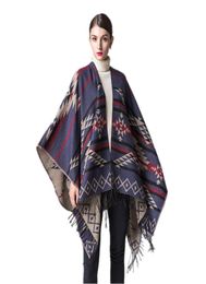 2017 Ethnic Geometric Shawl Women Bohemia Cashmere Tassel Poncho Aztec Long Pashmina Kimono Knitted Capes Wraps Cardigan9139367
