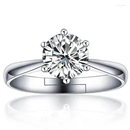 Cluster Rings Classic Six Claw 1ct-3ct Moissanite Ring Round Brilliant Cut Diamond Test Passed Solitaire For Women