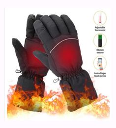 Heated Gloves Warm Rechargeable Electric Battery Touchscreen Winter Thermal Ski Cycling Mittens Outdoor Climbing7631007