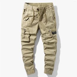 Men's Pants Mens Fashionable Casual Workwear With Multiple Pockets Pure Elastic Waist Fashion Classic Slim Drawstring