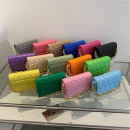 Evening Bags 2024 Simple Classic French Style Women's Crossbody Bag Bright Colourful Diamond Lattice Leather Metal Chain Handbag Wholesale