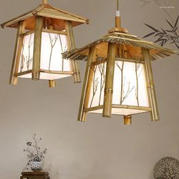 Pendant Lamps ARTURESTHOME Lamp Japanese Creative Bamboo House Shape Ceiling Chandelier Light Fixture Home Decorations Decor
