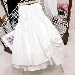 Dresses Skirts Women Elastic Waist Solid Design Bowknot Lovely Midcalf ALINE Leisure Girls All Match Young Fashion Street Ulzzang Ins