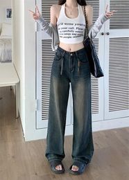 Women's Jeans 2024 Selling Item High Waist Retro Women Y2k Fall Winter Baggy Pants Woman Straight Cylinder Pant Ladies