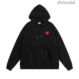 Men's and Women's Designer Hoodie Amis Paris High Quality Sweater A-word Red Love Thin Round Neck Pullover Couple Sweatshirt Long Sleeved Sweaterkdss KHIW KEZD