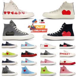 2024 Hot High Vintage Commes Des Garcons X 1970s Canvas Shoes Designer Womens Mens All Star Classic 70 Chucks Taylors Low Multi-Heart Flat Trainers Sports Sneakers