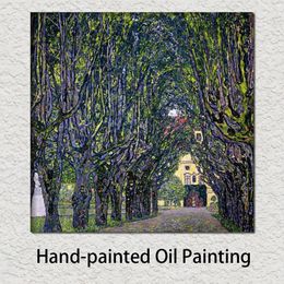 Paintings Art Oil Painting on Canvas Tree Lined Road Leading to the Manor House at Kammer Upper Austria Gustav Klimt High Quality Handmade