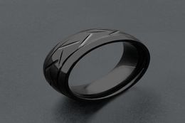 Retro Punk Gothic Jewelry Black Color 316L Stainless Steel Titanium Ring Ladies Rings for Men Women Wedding Gift SIZE 8 9 10 115315232