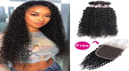 Ishow Peruvian Human Hair Bundles with Closure Buy 3Bundles Get A Deep Loose Wave Yaki Indian Straight Kinky Curly Body for W4269527