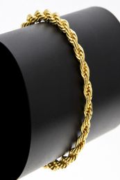 Mens Classic Rope Wrap bracelets 6MM Gold Silver Color ed Rope Chain Bangle For women Hip Hop Jewelry Accessories4220577