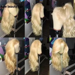 Wigs High quality simulation human hair 613 wigs brazilian body wave natural Lace Front Wig blonde color synthetic lace wig for white w