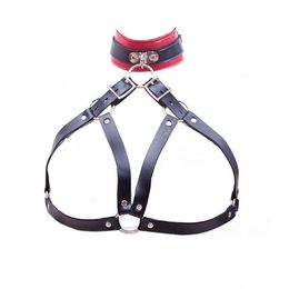 Bondage New Arrival Neck Collar Open Bra Nipple Bound Neck Ring Restraint Bondage Set PU Leather Adult Sex Toys Sexy Sex Products