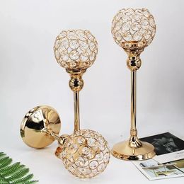 Crystal Candle Holder Modern Tealight Candlestick Home Christmas Party Stand Wedding Dinning Table Centrepiece Decoration 240103