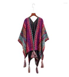 Scarves Women39s ZigZag Knit Tassel Fringed Pullover Poncho Sweater Shawl Wrap Tassels Cloak Top Stripe Cape Cardigan Coat Sto1137761