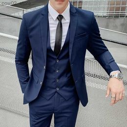 Men's Suits Blazers Men's Business Slim Suit 3-piece Suit (suit+vest+pants) High-quality Office Formal Wedding Dress Men's Suit Large SizeS-6XL Q230103