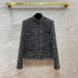 Luxurious Black LineTurtleneck Long Sleeves Women's Coats Designer Pockets Buttons Coats Womens 10320