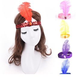 running headband 1pcs Festival Supplies Feather Headband 23cm Funny Flapper Sequin Headpiece Costume Head Band Par qylmuv2583352