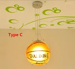 Pendant Lamps Dia 25cm Child's Bedroom Football Lamp Children Basketball Light Drop Lights Glass Cover/Fixture Wholesale