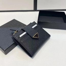 Purses Saffiano Women Triangle lady card holder 9 card slots men With Box Coin Purses Wallet Genuine Leather Wallets passport Luxury Desi