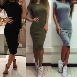 Women's Dress Vestido Summer Short or Long Sleeve Ultra Thin Body Dress Tunic Round Neck Casual Pencil Dress 2019 S-XL WDC1475 240103