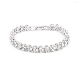 Charm Bracelets Roman Crystal Bracelet For Women Girls Simple Round Cut Cubic Zirconia Tennis Christmas Gift