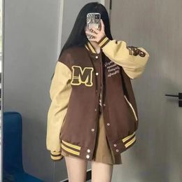 Jackets Cozok/ Y2k Vintage Bomber Jacket Women Haruku College Uniform Varsity Baseball Jackets for Women Oversized Streetwear