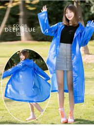 Raincoats EVA Jelly Rubber Raincoat For Hiking Tour Windproof Poncho Buttons Adult Men And Women Thick