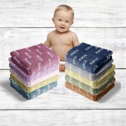 Personalized Name Pattern Blankets for Baby Kids and Adults Mom Customized Solid Color Font Toddler Flannel Blanket 231229