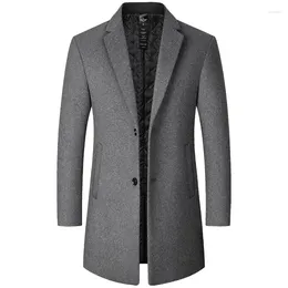 Men's Trench Coats Coat Men Autumn And Winter Korean Style Solid Colour Long Woollen For Business Casual Windbreaker Clothing