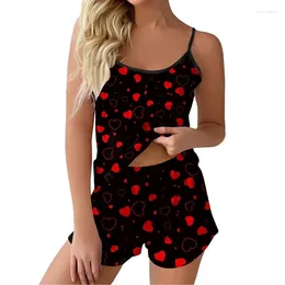 Womens Sleepwear Pyjama Sets for Women Soft Two Piece Loungewear Sleeveless Tops Shorts Matching Pyjamas Printed Nightwear Ropa De Mujer