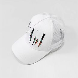 2024 Design Embroidered Letter Style Baseball Hat Outdoor Sports Mesh Breathable Hat Beach Travel Leisure Truck Driver Hat PersonalityH1S21