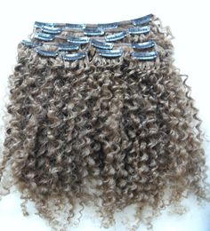 brazilian human virgin remy clip ins hair extensions kinky curls hair weft medum brown 4 color9362858