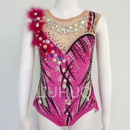 Stage Wear LIUHUO Rhythmic Gymnastics Leotards Artistics Girls Tight Custom Professional Competition Pink