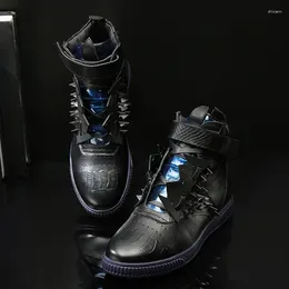 Boots European Station High Top Shoes Men Spring And Autumn Tide All Men's To Increase The Brand Board Korean Ver