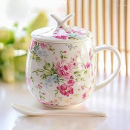 Mugs Creative Bone China Mug With Lid Cup Ceramic Couple Large Capacity Water Cute Simple Coffee