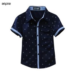 Shirts New Summer Children shirts Printing Anchor pattern Cotton 100% Shortsleeved Boy's shirts Fit for 314 Years kids shirts 210306