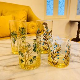 Wine Glasses Wild Flowers In The Mountains European Style Vintage Art Pure Handmade Glass