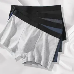 Underpants Mens Solid Color Underwear Summer Boxer Large Size Breathable Briefs Boys Knitted Youth Shorts Plus L-4XL