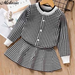 Dresses Melario Girls Plaid Sweater Dress Autumn Winter Children Toddler Baby Clothes Dress for Girl Kids Princess Party Dresses Suit 2104