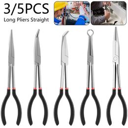 35Pcs Long Nose Pliers Carbon Steel Nonslip Straight Plier 254590 Degree Bent for Machinist Engineer Hand Tools 240102