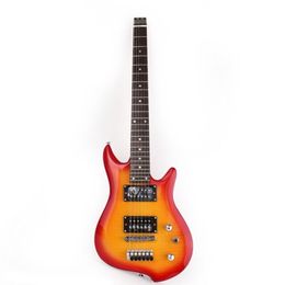 Headless Travel Portable Electric Guitar Sunburst Flame Maple 6 strings Guitar