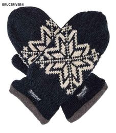 Bruceriver Mens Snowflake Knit Mittens with Warm Thinsulate Fleece Lining T2208155794535