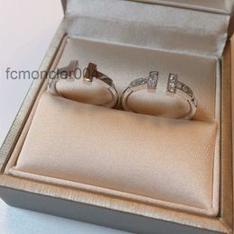Rings Jewelry S925 Silver Set Diamond Double t Opening Ring Women's Versatile Hand Bracelet Same Live Broadcast Factory BEGZ