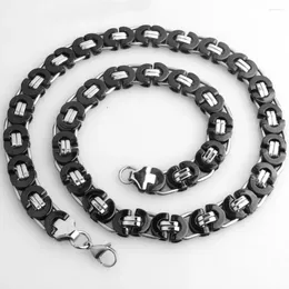 Chains 6/8/11mm Hip-hop Stainless Steel Necklace Or Bracelet Men's Jewelry Silver Color&Black Flat Byzantine Link Chain 7-40" Design