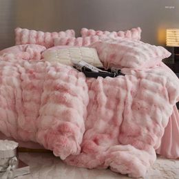 Bedding Sets Solid Color Thicken Winter Warm Plush Soft And Comfortable Milk Velvet Bed Sheet Quilt Set