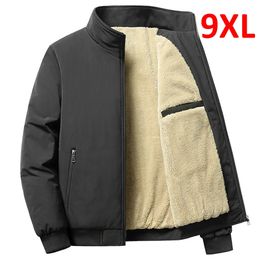 Fleece Jacket Men Winter Thick Jackets Coats Plus Size 8XL Solid Colour Jacket Fashion Casual Outwear Big Size 8XL Coat Warm 240102