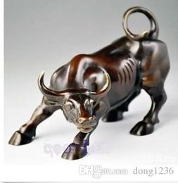 Crafts 2020 new Big Wall Street Bronze Fierce Bull OX Statue dry