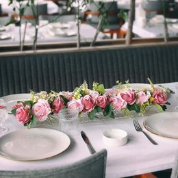 Vases Clear Rectangular Acrylic Vase With Light Wedding Dinner Table Floral Centerpiece Decorative Home Room Desktop Rose Box