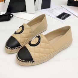 Straw Fisherman Shoes Quilting Women Designer Shoes Soft Ballet Flat Loafers Luxury Casual Breed Shoes Career Outdoor Sandal Office Fashion Park Walking Shoes