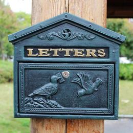 Supplies Cast Aluminum Mailbox Mail Box Bird Dark Green Wall Mount Home Garden Decor Metal Vintage Office Apartment Letters Box Lockable An